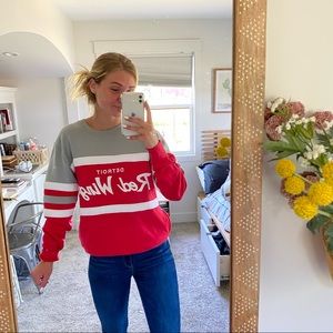 RED WINGS Striped Crewneck